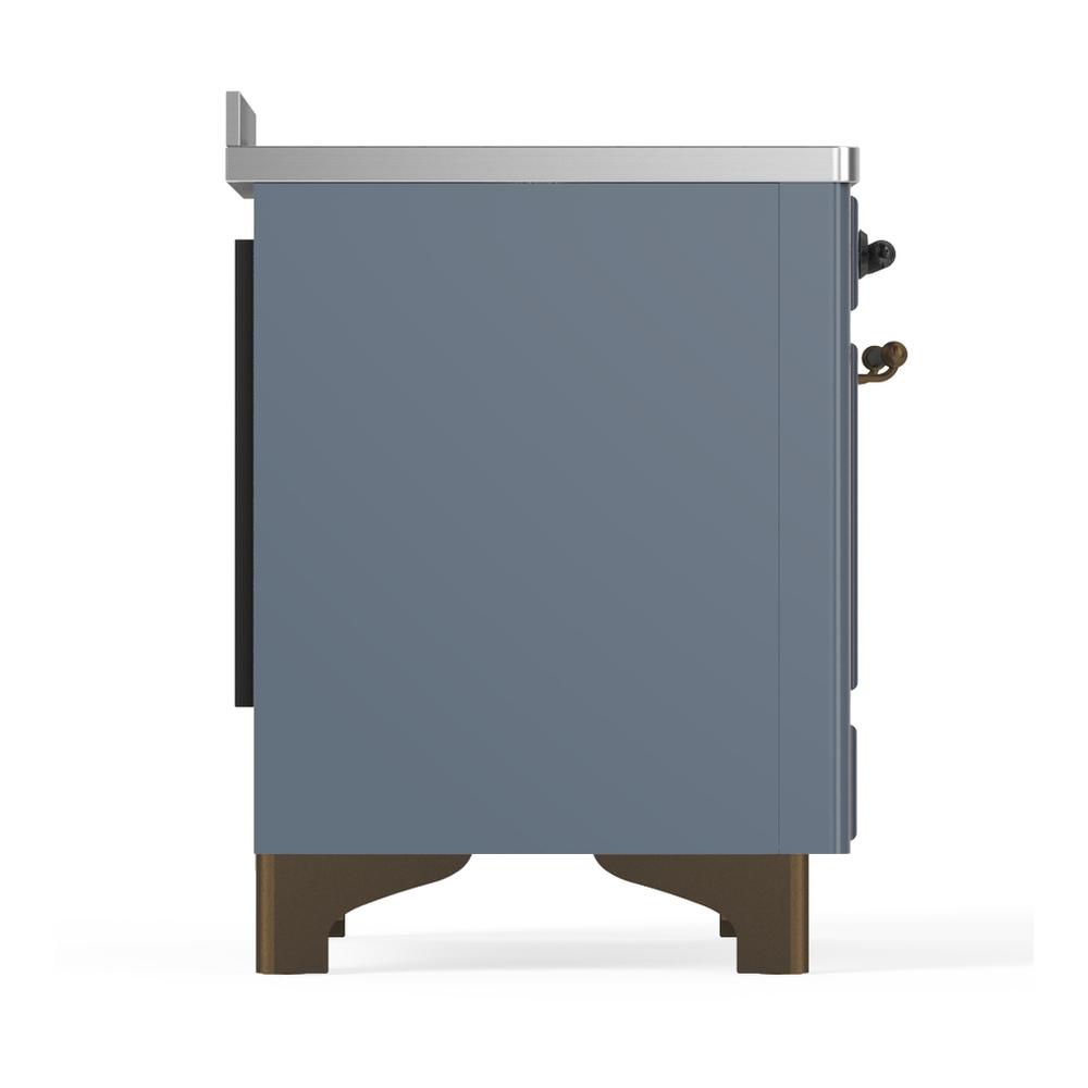 Ilve UMIB48NR3BGB Ilve Umib48Nr3Bgb Majestic Iii 48 Inch Induction Range With 6 Elements, 5.02 Cu. Ft. Total Oven Capacity (Triple Glass Door, Blue Grey, Burnished)