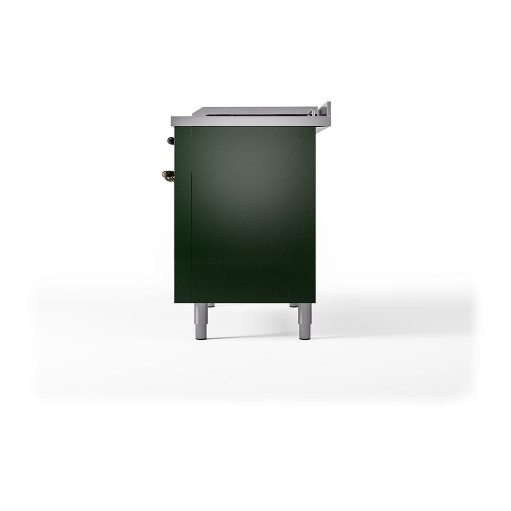 Ilve UN48FSQNMPEGB Ilve Un48Fsqnmpegb Nostalgie Ii Noblesse 48" Dual Fuel Range (5 Sealed Burners + Griddle + French Top, Natural Gas, Solid Door, Emerald Green, Burnished)