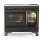 Ilve UMDIB40NR3MGB Ilve Umdib40Nr3Mgb Majestic Iii 40 Inch Induction Range With 6 Elements, 3.82 Cu. Ft. Total Oven Capacity (Triple Glass Door, Graphite Matte, Burnished)