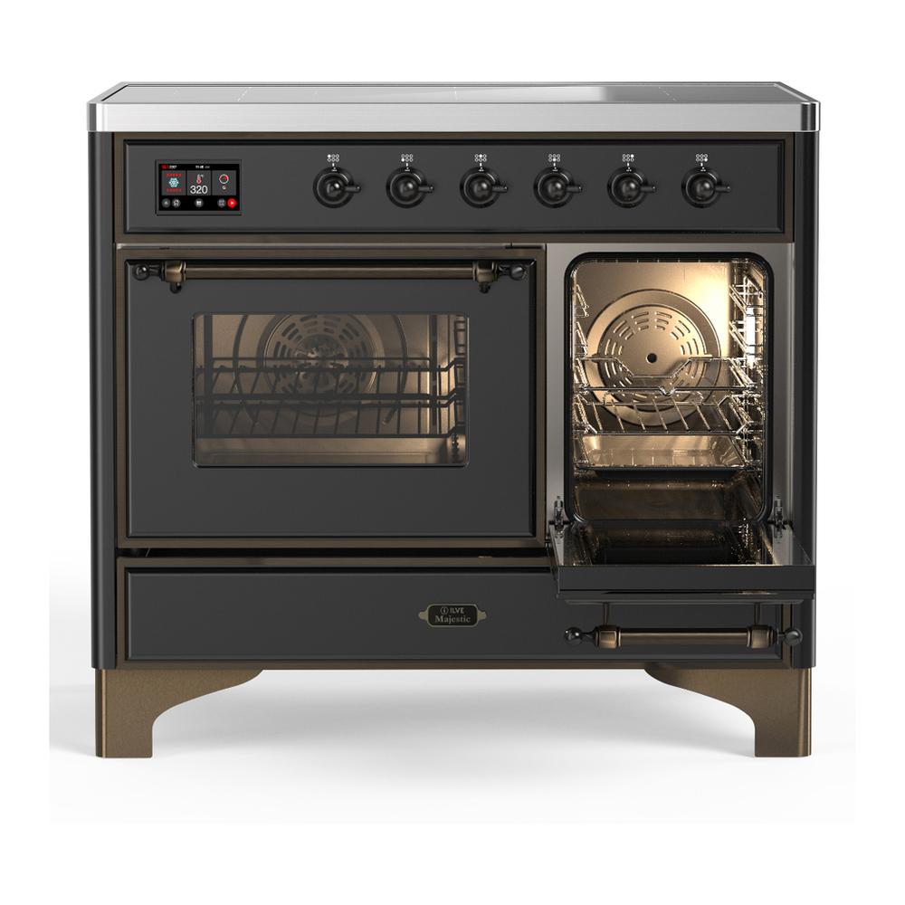 Ilve UMDIB40NR3MGB Ilve Umdib40Nr3Mgb Majestic Iii 40 Inch Induction Range With 6 Elements, 3.82 Cu. Ft. Total Oven Capacity (Triple Glass Door, Graphite Matte, Burnished)