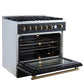 Forno FFSGS627736BLK Marco 36-Inch Gas Range Black & Antique Brass Design, 6 Burners 67,000 Btu, 5.36 Cu.Ft. Convection Oven