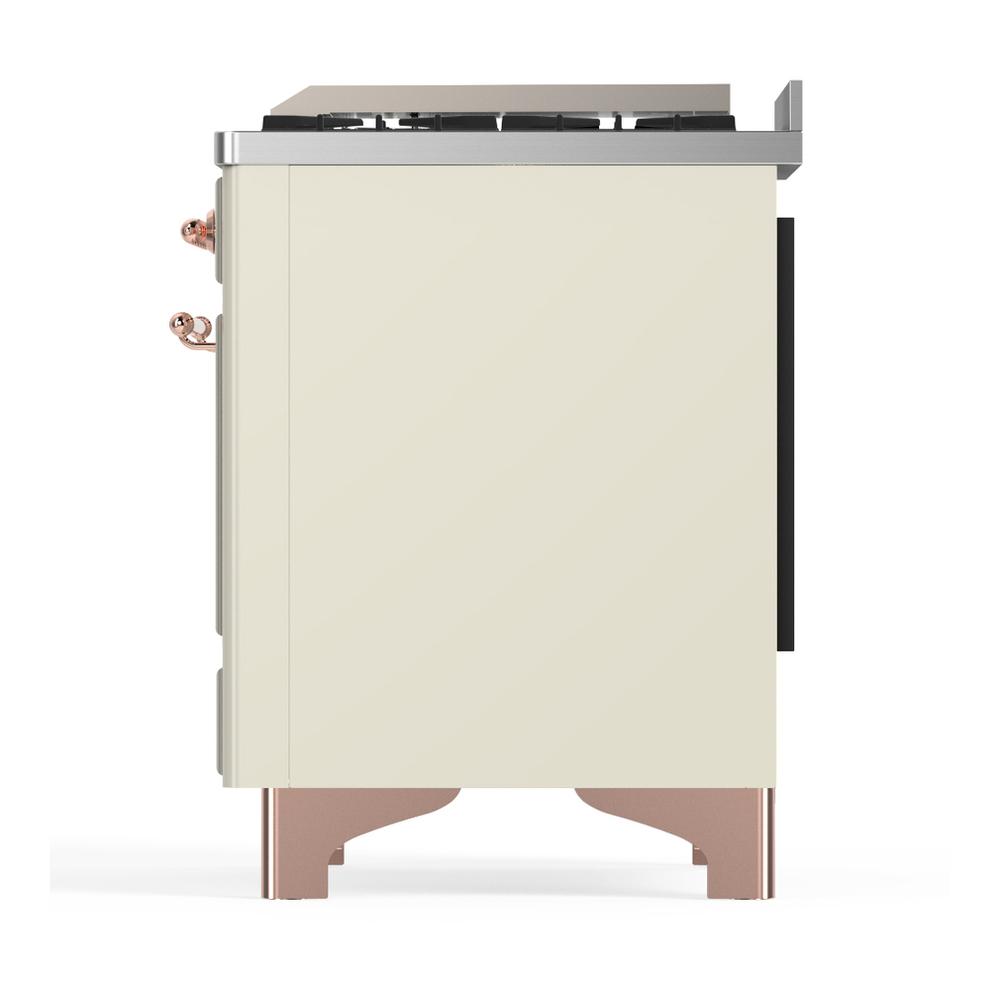 Ilve UM60FSNR3AWPLP Ilve Um60Fsnr3Awplp Majestic Iii 60 Inch Dual Fuel Range With 7 Burners, Griddle And French Top, Dual Function Burner With Up To 25,000 Btu (Liquid Propane, Triple Glass Door, Antique White, Copper)