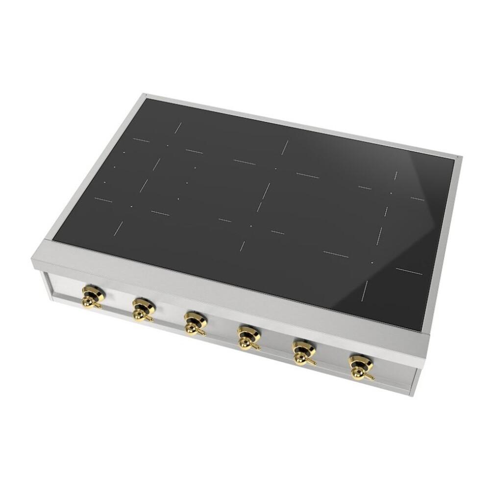 Ilve UHCPI366NSSG Ilve Uhcpi366Nssg Nostalgie Ii 36 Inch Built-In Induction Rangetop With 6 Elements (Stainless Steel, Brass)