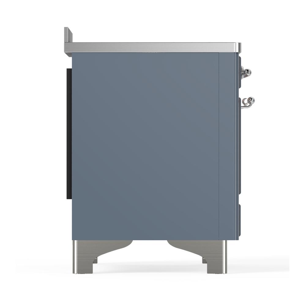 Ilve UMIB48QNR3BGC Ilve Umib48Qnr3Bgc Majestic Iii 48 Inch Induction Range With 6 Elements, 5.02 Cu. Ft. Total Oven Capacity (Solid Door, Blue Grey, Chrome)