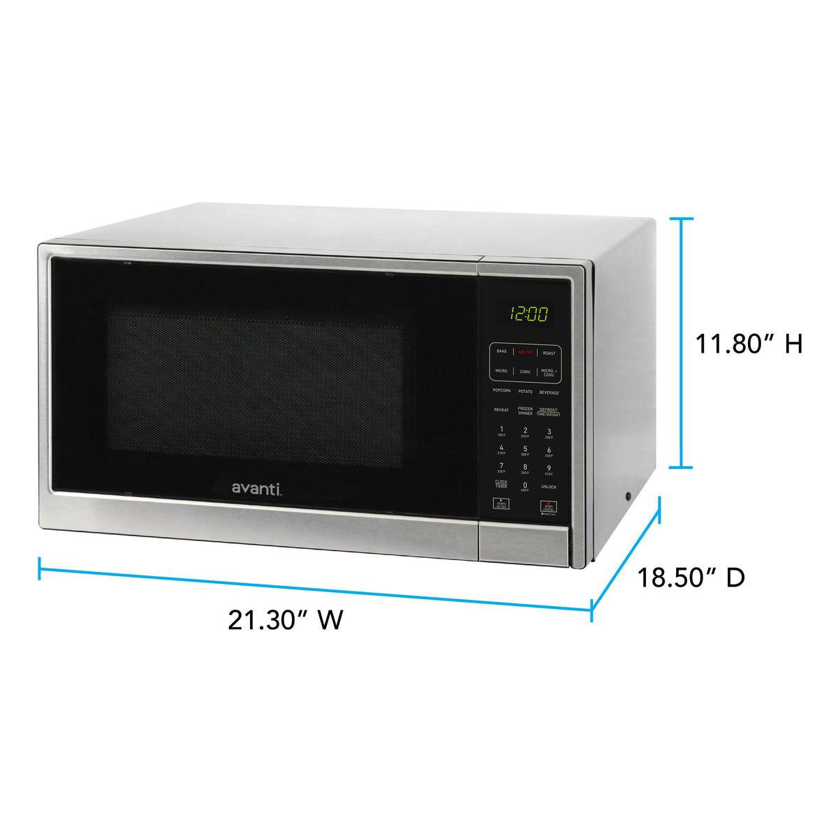 Avanti MTAF130K3S Avanti Microwave Air Fry, Convection Oven 3-In-1, 1.3 Cu. Ft. Capacity, In Black/Stainless Steel (Mtaf130K3S)