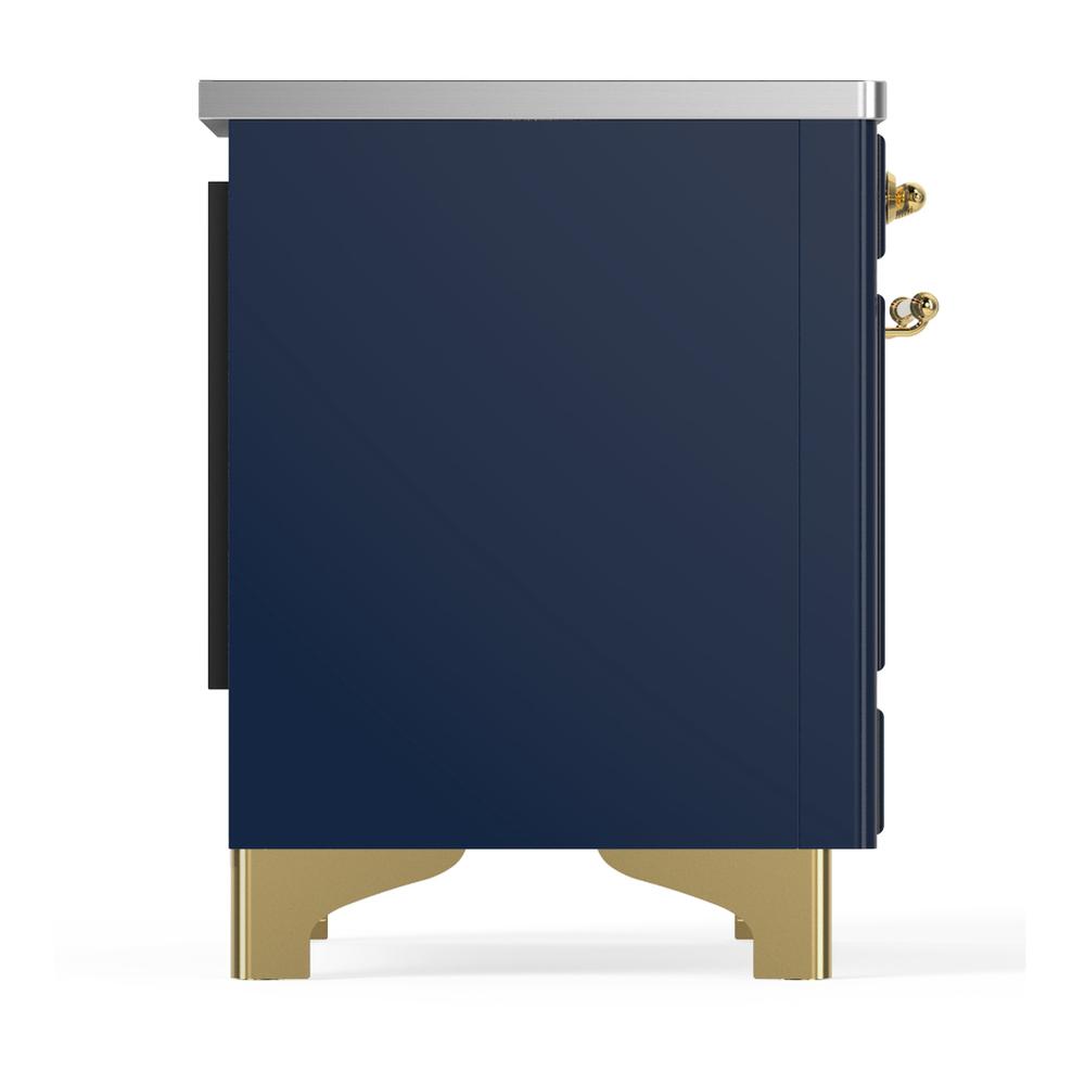 Ilve UMDIB40NR3MBG Ilve Umdib40Nr3Mbg Majestic Iii 40 Inch Induction Range With 6 Elements, 3.82 Cu. Ft. Total Oven Capacity (Triple Glass Door, Midnight Blue, Brass)