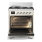Ilve UM30QNR3AWCLP Ilve Um30Qnr3Awclp Majestic Iii 30 Inch Dual Fuel Range With 5 Black Brass Burners, Dual Function Burner Up To 25,000 Btu (Liquid Propane, Solid Door, Antique White, Chrome)