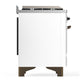 Ilve UM36FNR3WHBLP Ilve Um36Fnr3Whblp Majestic Iii 36 Inch Dual Fuel Range With 6 Black Brass Burners And Griddle, Dual Function Burner Up To 25,000 Btu (Triple Glass Door, White, Burnished, Liquid Propane)