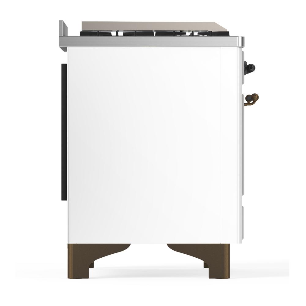 Ilve UM36FNR3WHBLP Ilve Um36Fnr3Whblp Majestic Iii 36 Inch Dual Fuel Range With 6 Black Brass Burners And Griddle, Dual Function Burner Up To 25,000 Btu (Triple Glass Door, White, Burnished, Liquid Propane)
