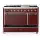 Ilve UM48FQNR3BUP Ilve Um48Fqnr3Bup Majestic Iii 48 Inch Dual Fuel Range With 8 Burners And Griddle, Dual Function Burner Up To 25,000 Btu (Natural Gas, Solid Door, Burgundy, Copper)