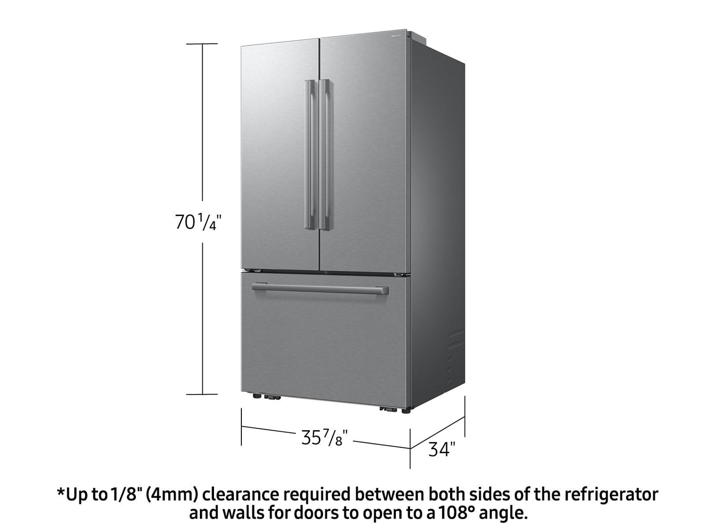 Samsung RF70H30KER Bespoke Ai 3-Door French Door Zero Clearance Fit In-Door Tall Dispenser 30 Cu.Ft.