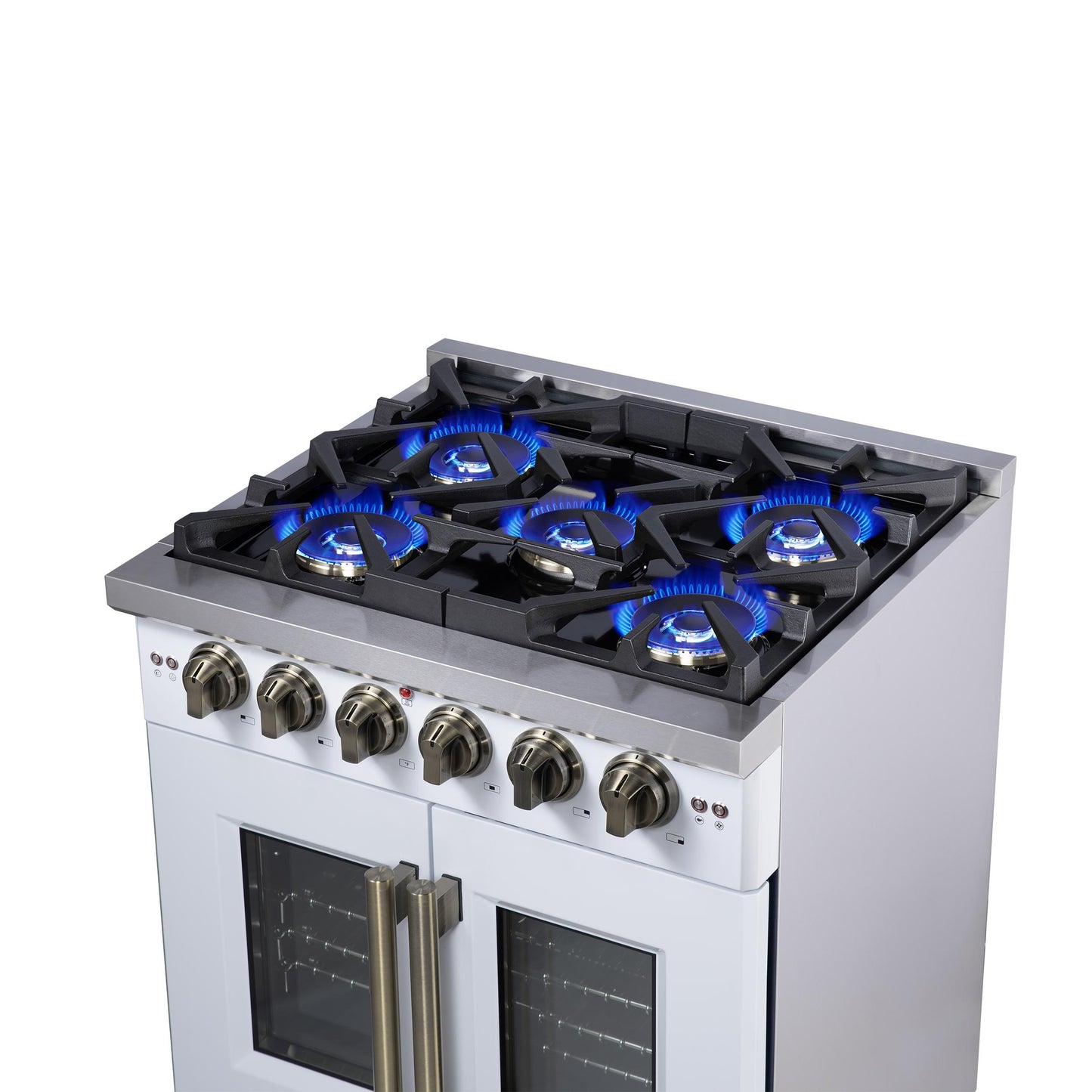 Forno FFSGS646030WHT Forno Capriasca 30-Inch White Freestanding French Door Gas Range, 4 Burners, Convection Oven, Energy Efficient