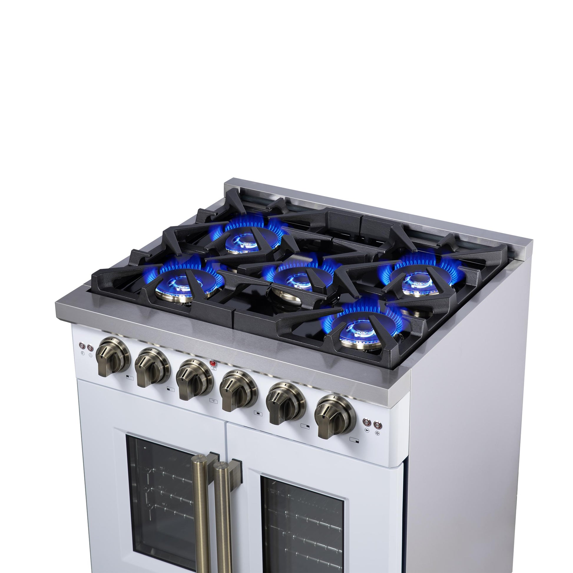 Forno FFSGS646030WHT Forno Capriasca 30-Inch White Freestanding French Door Gas Range, 4 Burners, Convection Oven, Energy Efficient
