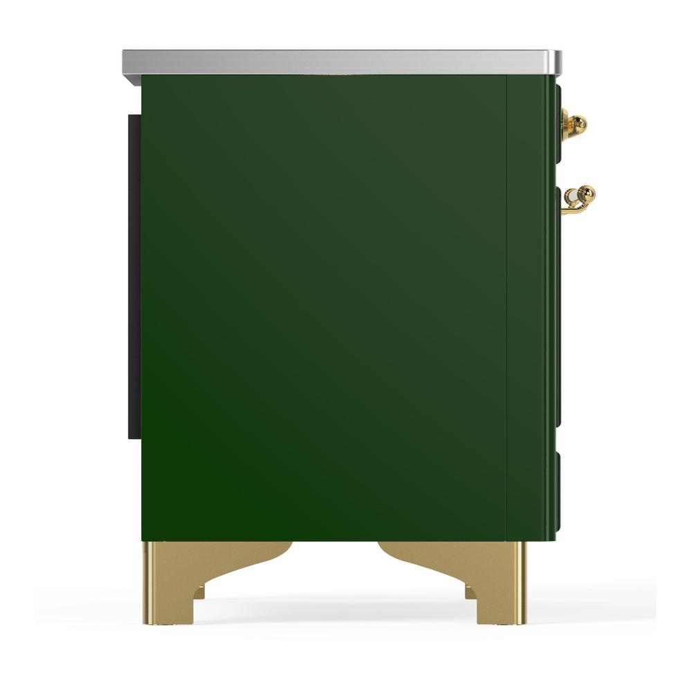 Ilve UMIB36NR3EGG Ilve Umib36Nr3Egg Majestic Iii 36 Inch Induction Range With 6 Elements, 3.5 Cu. Ft. Total Oven Capacity (Triple Glass Door, Emerald Green, Brass)