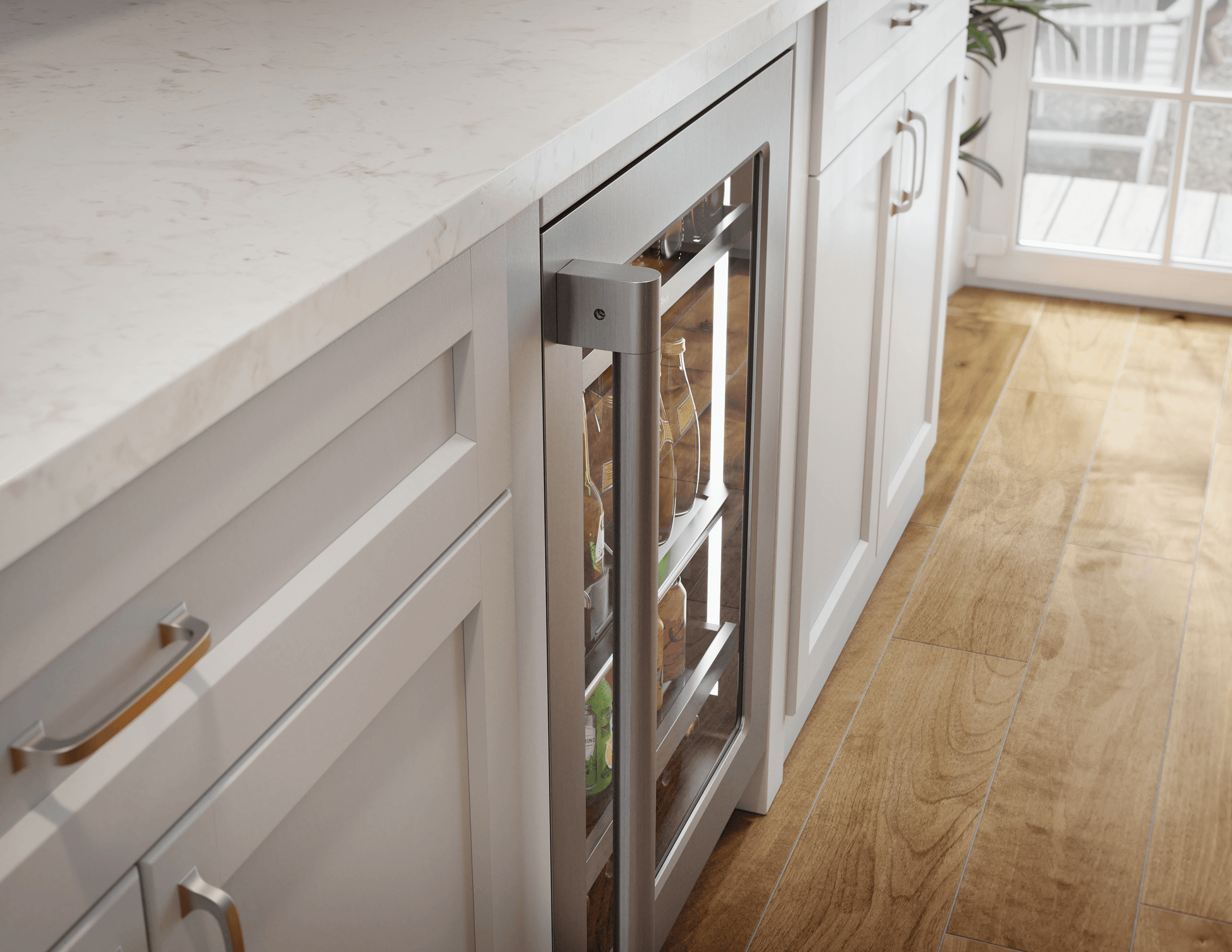 Zephyr PRPB24C01CG Presrv Pro Beverage Cooler, 24In Under Cabinet, Ss+Glass, Reverse Door, 1 Zone