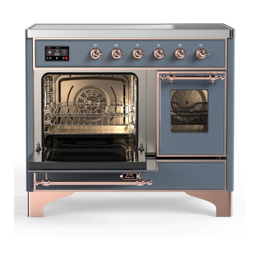 Ilve UMDIB40NR3BGP Ilve Umdib40Nr3Bgp Majestic Iii 40 Inch Induction Range With 6 Elements, 3.82 Cu. Ft. Total Oven Capacity (Triple Glass Door, Blue Grey, Copper)