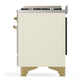 Ilve UM60FNR3AWGLP Ilve Um60Fnr3Awglp Majestic Iii 60 Inch Dual Fuel Range With 9 Burners And Griddle, Dual Function Burner Up To 25,000 Btu (Liquid Propane, Triple Glass Door, Antique White, Brass)