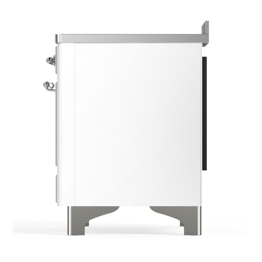 Ilve UMIB48NR3WHC Ilve Umib48Nr3Whc Majestic Iii 48 Inch Induction Range With 6 Elements, 5.02 Cu. Ft. Total Oven Capacity (Triple Glass Door, White, Chrome)