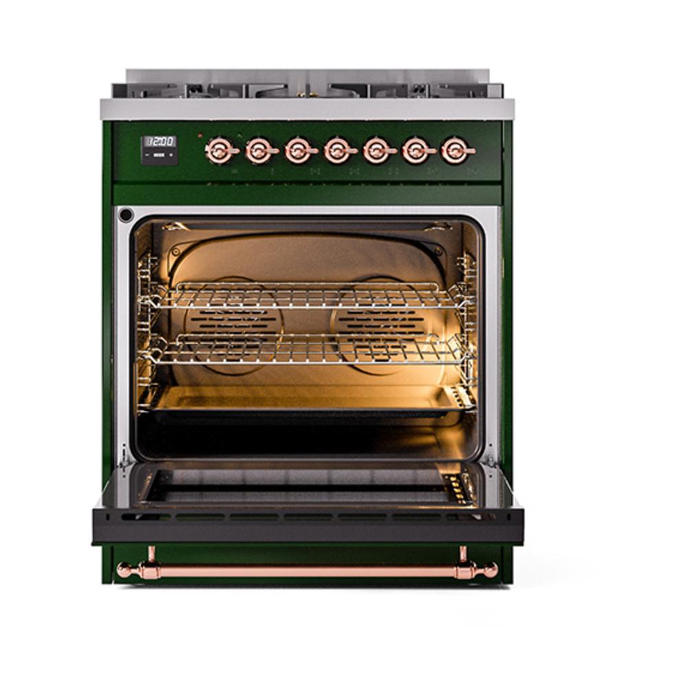 Ilve UN30NMPEGP Ilve Un30Nmpegp Nostalgie Ii Noblesse 30" Dual Fuel Range (Natural Gas, Triple Glass Door, Emerald Green, Copper)
