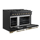 Forno FFSGS621948BLK Forno Antico 48-Inch Freestanding Gas Range, Black, Antique Brass Design, 8 Burners, Griddle, Double Ovens, Energy Efficient