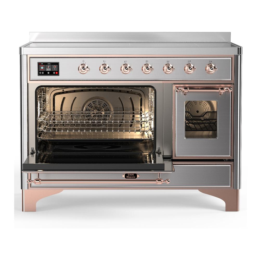 Ilve UMIB48NR3SSP Ilve Umib48Nr3Ssp Majestic Iii 48 Inch Induction Range With 6 Elements, 5.02 Cu. Ft. Total Oven Capacity (Triple Glass Door, Stainless Steel, Copper)