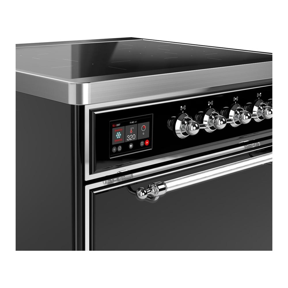 Ilve UMIB30QNR3BKC Ilve Umib30Qnr3Bkc Majestic Iii 30 Inch Induction Range With 4 Elements, 4 Cu. Ft. Oven Capacity (Solid Door, Glossy Black, Chrome)