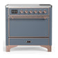 Ilve UMIB36QNR3BGP Ilve Umib36Qnr3Bgp Majestic Iii 36 Inch Induction Range With 6 Elements, 3.5 Cu. Ft. Total Oven Capacity (Solid Door, Blue Grey, Copper)