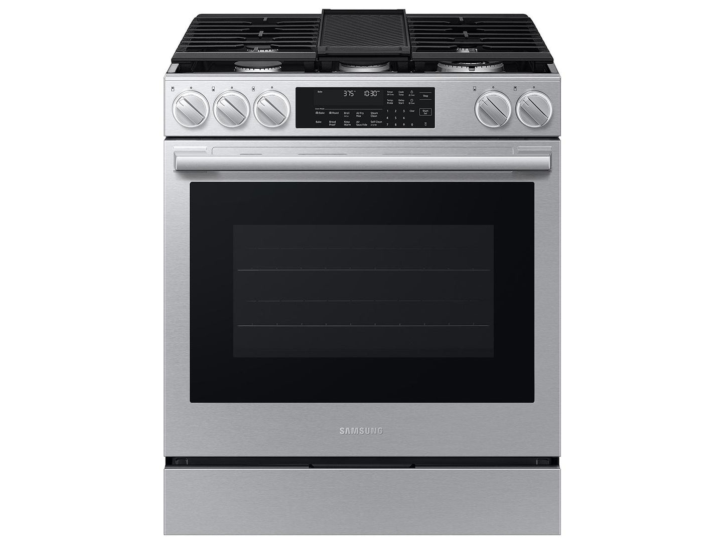 Samsung NSG90H63SRAA Bespoke Smart Slide-In Dual Fuel Range Pro Style Elite Design Illuminated Knobs Air Fry Max