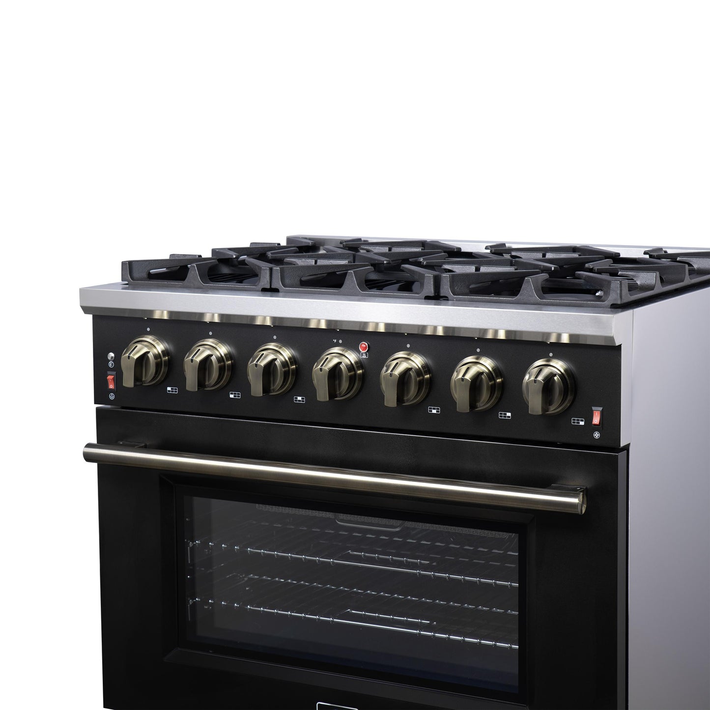 Forno FFSGS623936BLK Forno Massimo 36-Inch Black Freestanding Gas Range, 6 Sealed Burners, Convection Oven, Energy Efficient