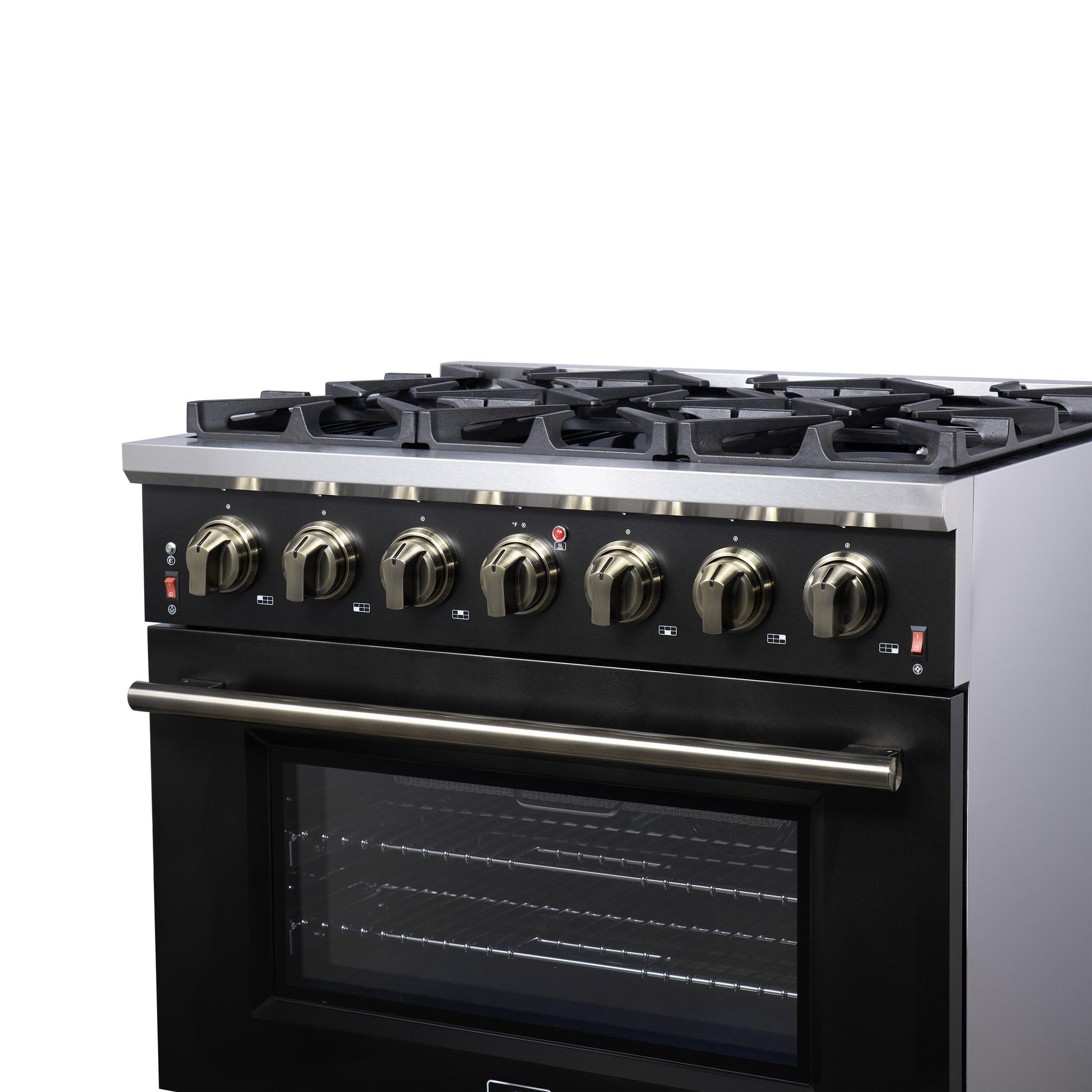 Forno FFSGS623936BLK Forno Massimo 36-Inch Black Freestanding Gas Range, 6 Sealed Burners, Convection Oven, Energy Efficient