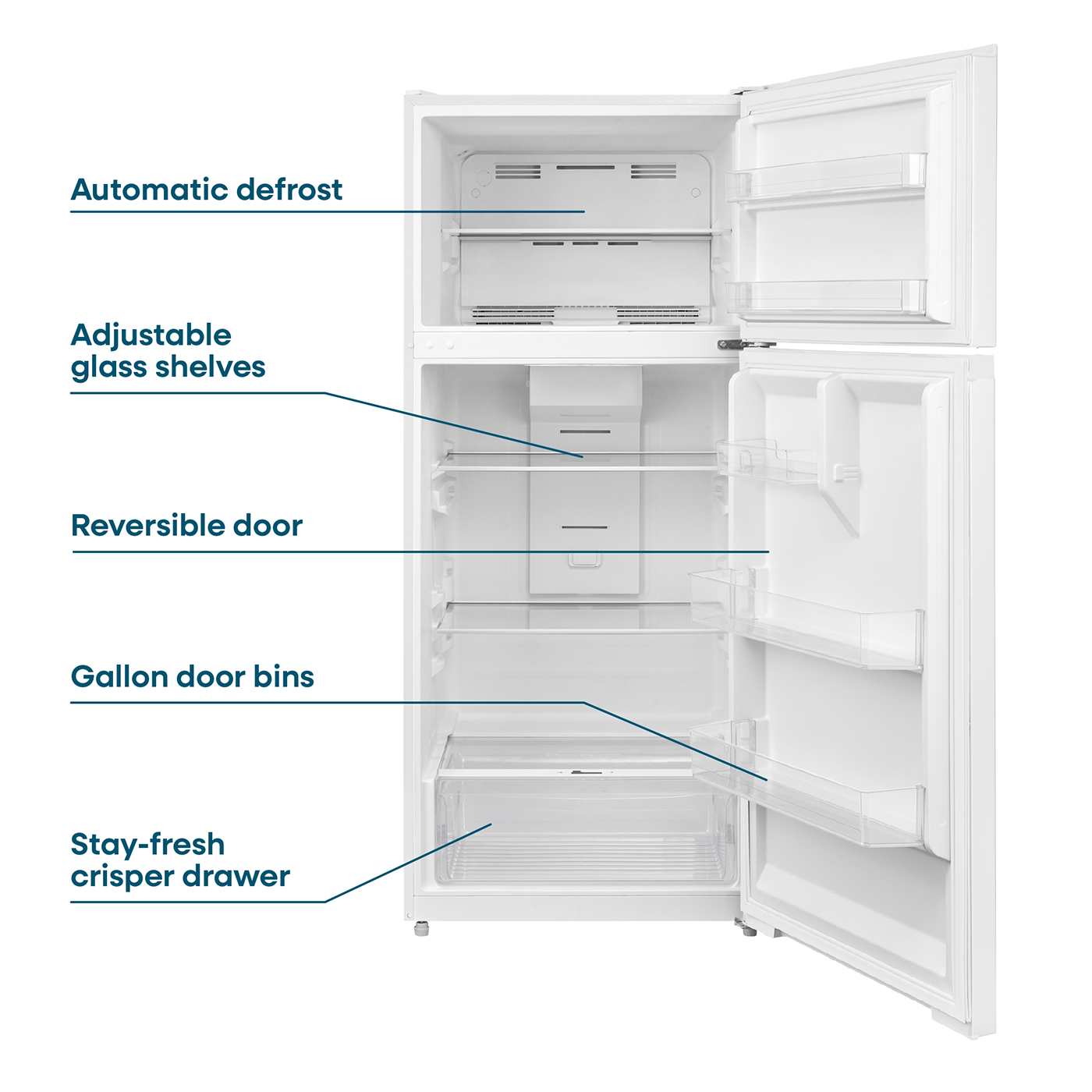 Element Appliance ERT16CGDW Element 16.0 Cu. Ft. Top Freezer Refrigerator - White, Energy Star