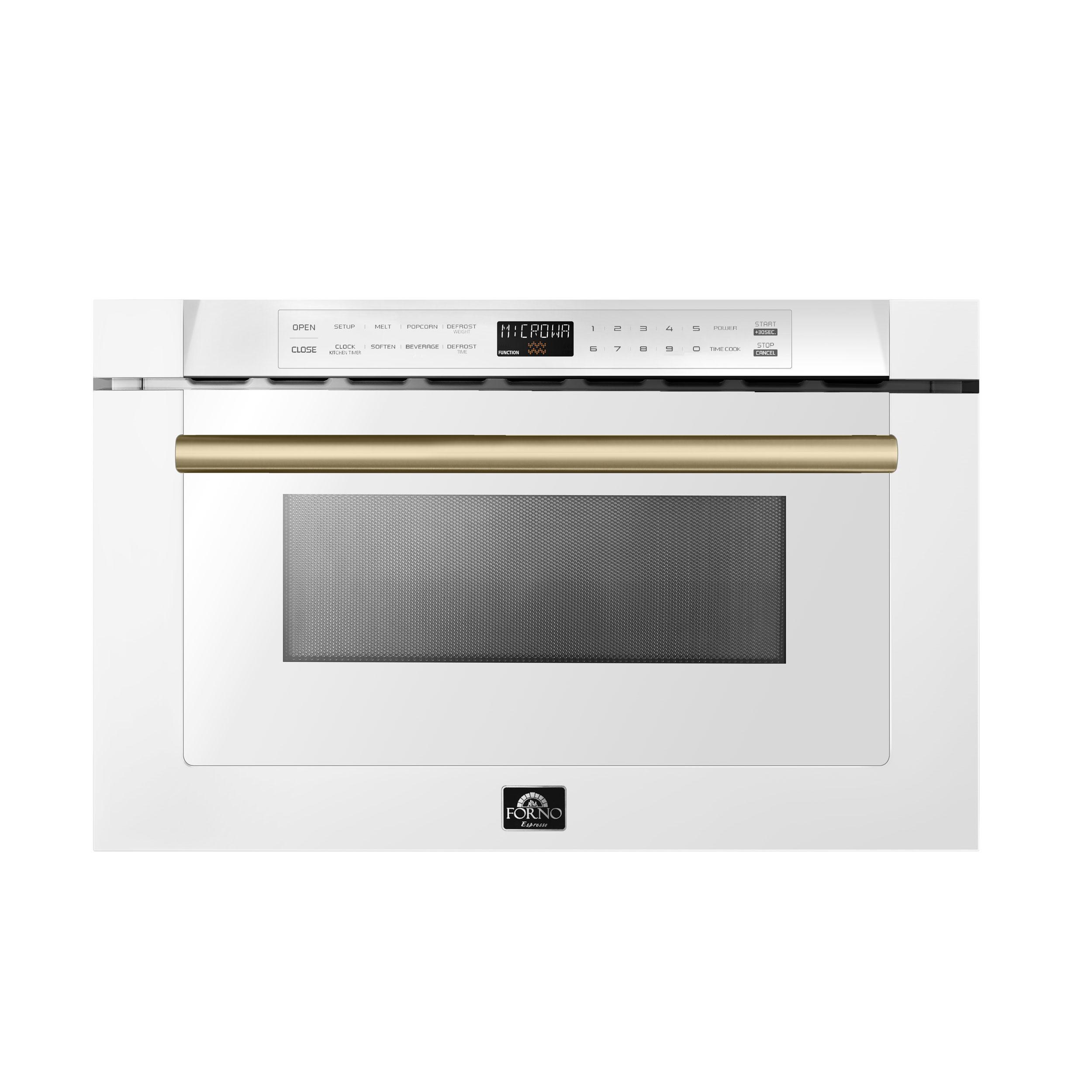 Forno FMWDR300024WHT Forno Capoliveri Espresso 24-Inch Microwave Drawer, White, 1.2 Cu.Ft, 1500 Watts, Built-In, Touch Control Lcd Display, Auto-Touch Open/Close, 11 Power Levels, Sensor Cooking