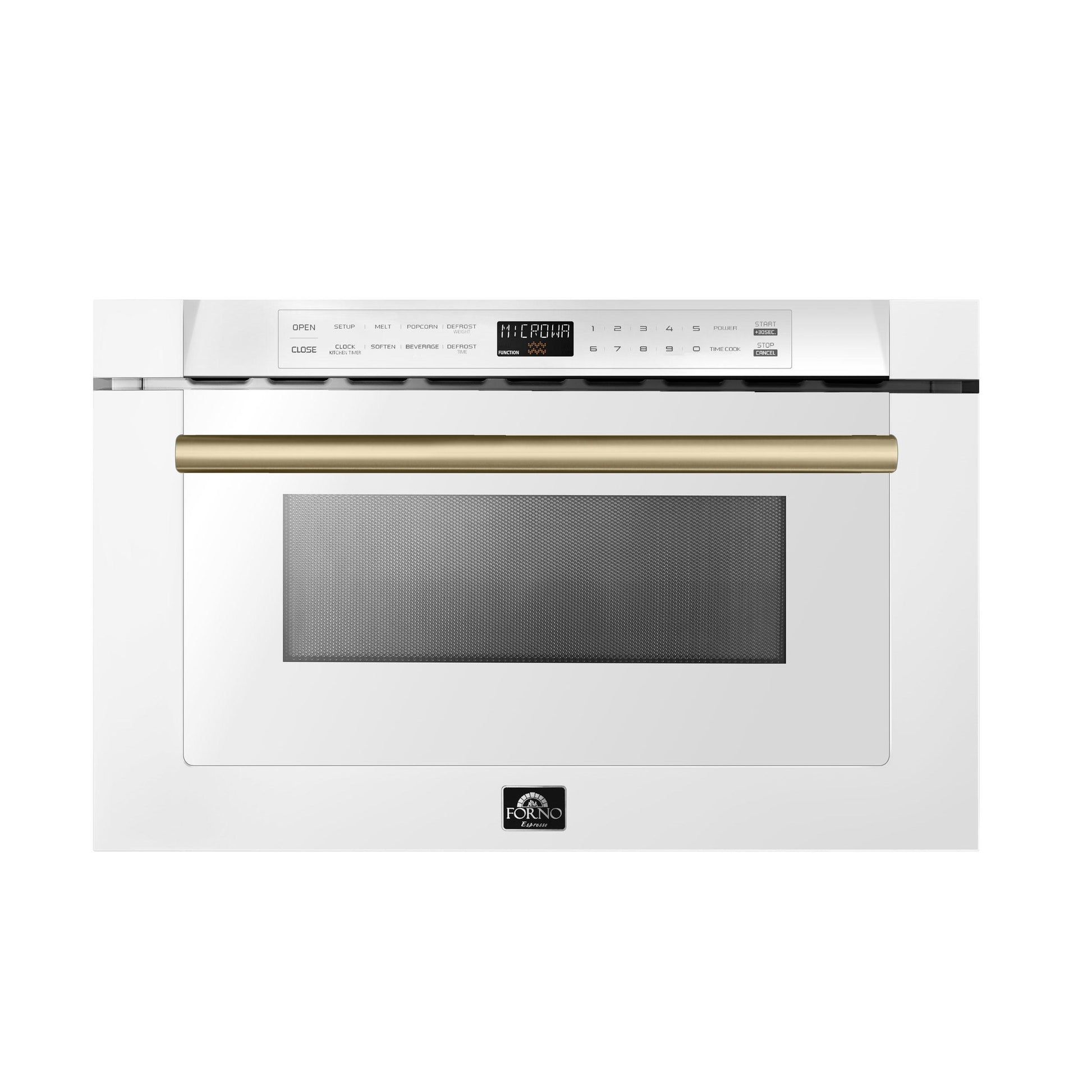 Forno FMWDR300024WHT Forno Capoliveri Espresso 24-Inch Microwave Drawer, White, 1.2 Cu.Ft, 1500 Watts, Built-In, Touch Control Lcd Display, Auto-Touch Open/Close, 11 Power Levels, Sensor Cooking