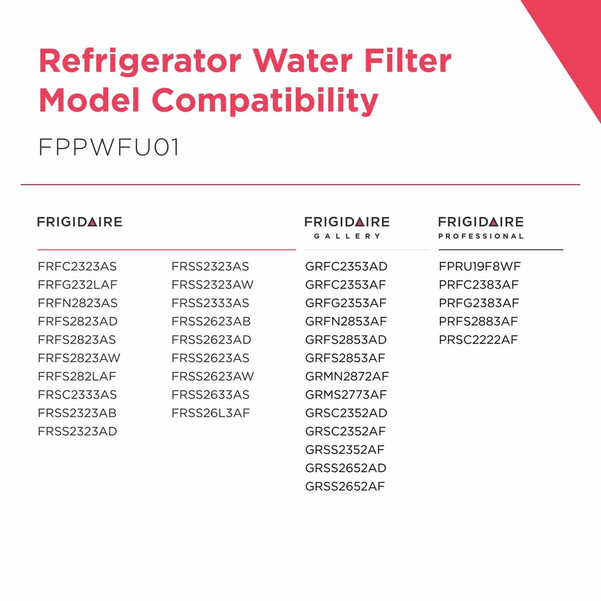 Frigidaire FPPWFU01 Purepour™ Water And Ice Refrigerator Filter Pwf-1™