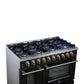 Forno FFSGS623948BLK Forno Massimo 48-Inch Black Freestanding Gas Range, 8 Burners, True Convection Oven