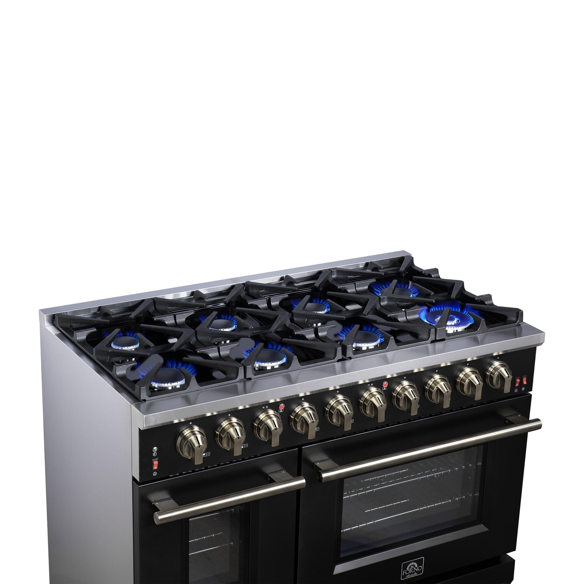 Forno FFSGS623948BLK Forno Massimo 48-Inch Black Freestanding Gas Range, 8 Burners, True Convection Oven