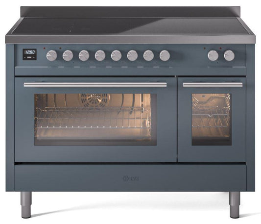 Ilve UPI486WMPBG Professional Plus Ii 48 Inch Electric Freestanding Range In Blue Grey With Trim