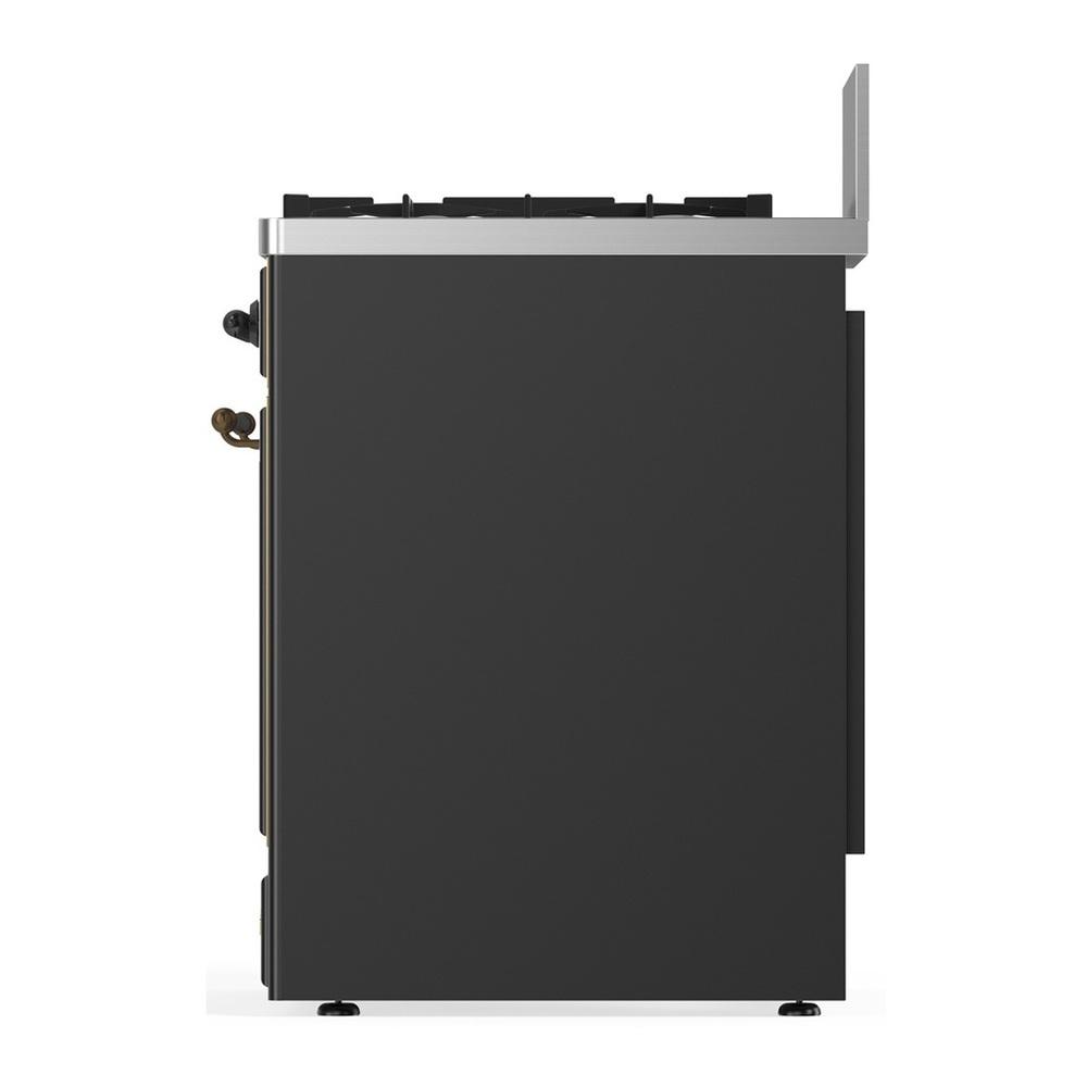 Ilve UM30QNR3MGBLP Ilve Um30Qnr3Mgblp Majestic Iii 30 Inch Dual Fuel Range With 5 Black Brass Burners, Dual Function Burner Up To 25,000 Btu (Liquid Propane, Solid Door, Graphite Matte, Burnished)
