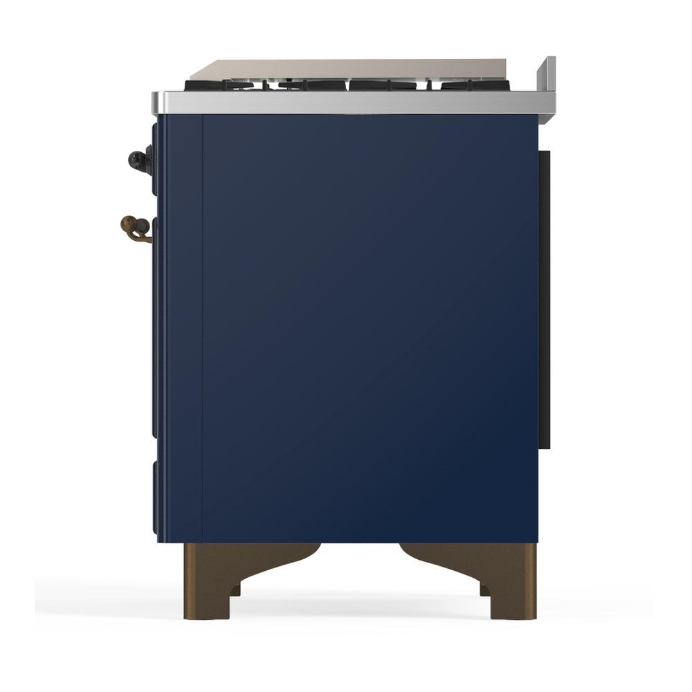 Ilve UM48FNR3MBPLP Ilve Um48Fnr3Mbplp Majestic Iii 48 Inch Dual Fuel Range With 8 Burners And Griddle, Dual Function Burner Up To 25,000 Btu (Liquid Propane, Triple Glass Door, Midnight Blue, Copper)