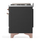 Ilve UMD40FNR3MGP Ilve Umd40Fnr3Mgp Majestic Iii 40 Inch Dual Fuel Range With 6 Burners And Griddle, Dual Function Burner Up To 25,000 Btu (Natural Gas, Triple Glass Door, Graphite Matte, Copper)