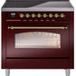 Ilve UPI366NMPBUG Nostalgie Ii 36 Inch Electric Freestanding Range In Burgundy With Brass Trim