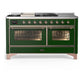 Ilve UM60FSNR3EGP Ilve Um60Fsnr3Egp Majestic Iii 60 Inch Dual Fuel Range With 7 Burners, Griddle And French Top, Dual Function Burner With Up To 25,000 Btu (Natural Gas, Triple Glass Door, Emerald Green, Copper)
