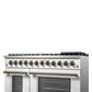 Forno FFSGS615648WHT Galiano 48-Inch Dual Fuel Range White & Antique Brass Design With 8 Sealed Burners 107,000 Btu, 6.58 Cu. Ft. Double Ovens & Griddle