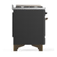 Ilve UM48FSQNR3MGB Ilve Um48Fsqnr3Mgb Majestic Iii 48 Inch Dual Fuel Range With 5 Black Brass Burners, Griddle And French Top, Dual Function Burner Up To 25,000 Btu (Natural Gas, Solid Door, Graphite Matte, Burnished)