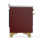 Ilve UMIB48QNR3BUG Ilve Umib48Qnr3Bug Majestic Iii 48 Inch Induction Range With 6 Elements, 5.02 Cu. Ft. Total Oven Capacity (Solid Door, Burgundy, Brass)