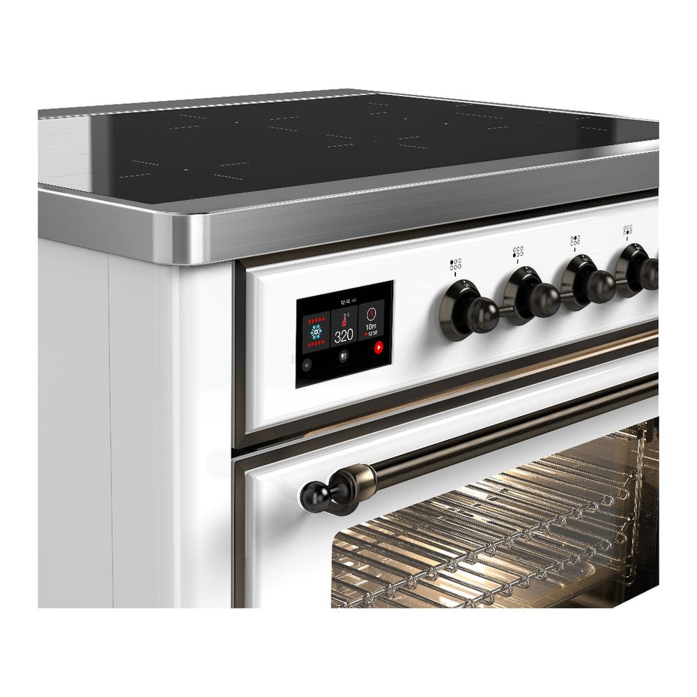 Ilve UMIB36NR3WHB Ilve Umib36Nr3Whb Majestic Iii 36 Inch Induction Range With 6 Elements, 3.5 Cu. Ft. Total Oven Capacity (Triple Glass Door, White, Burnished)