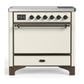 Ilve UMIB36QNR3AWB Ilve Umib36Qnr3Awb Majestic Iii 36 Inch Induction Range With 6 Elements, 3.5 Cu. Ft. Total Oven Capacity (Solid Door, Antique White, Burnished)