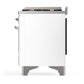 Ilve UM60FSNR3WHCLP Ilve Um60Fsnr3Whclp Majestic Iii 60 Inch Dual Fuel Range With 7 Burners, Griddle And French Top, Dual Function Burner With Up To 25,000 Btu (Liquid Propane, Triple Glass Door, White, Chrome)