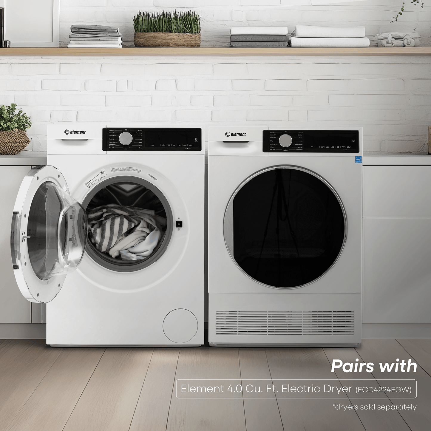 Element Appliance ECW2224EGW Element Electronics 24-Inch 2.2 Cu. Ft. Front Load Washer - White, Energy Star (Ecw2224Egw)