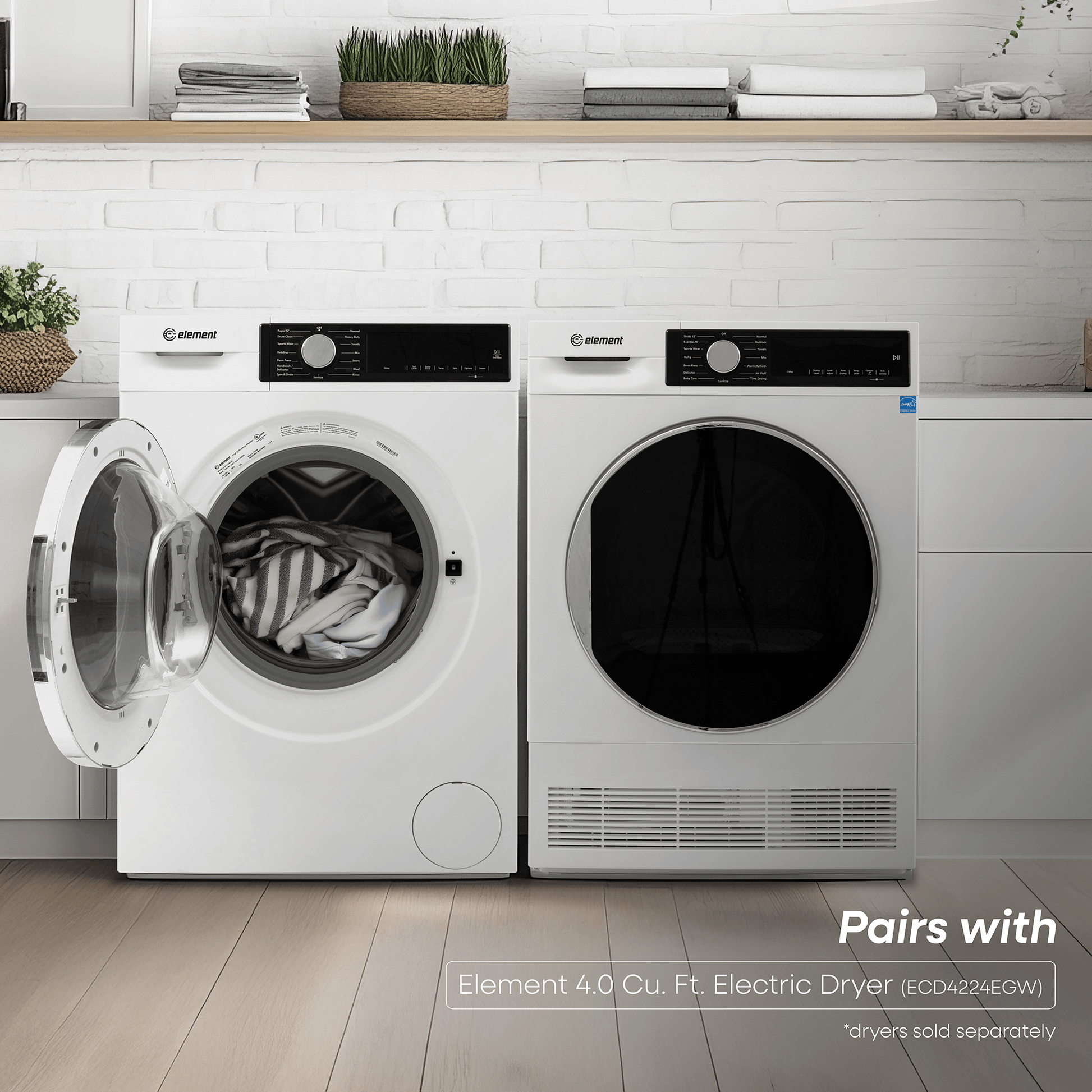 Element Appliance ECW2224EGW Element Electronics 24-Inch 2.2 Cu. Ft. Front Load Washer - White, Energy Star (Ecw2224Egw)